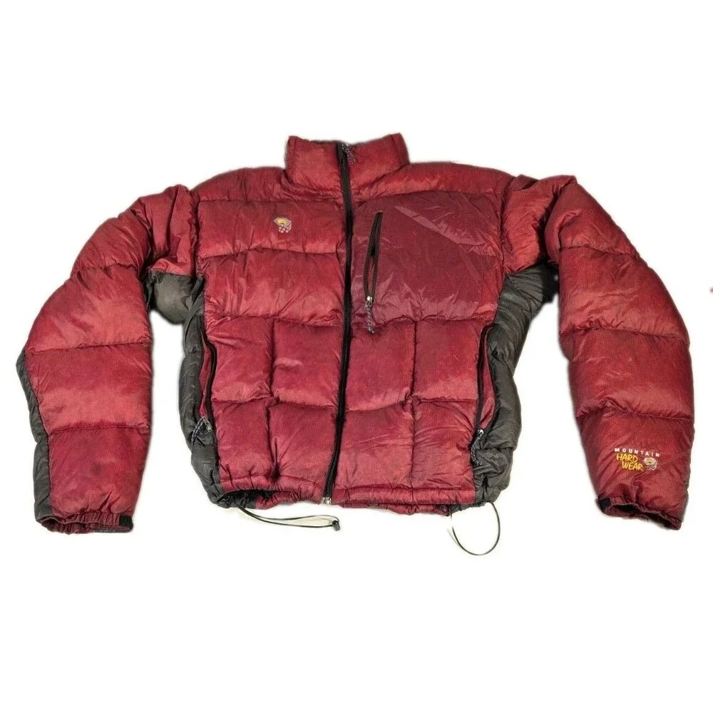 Mountain Hardware Puffer Goose Down Jacket Mens Large Dark Red Gray